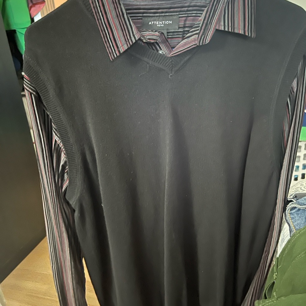 Attention Black and Red Dress Shirt with Striking Collar